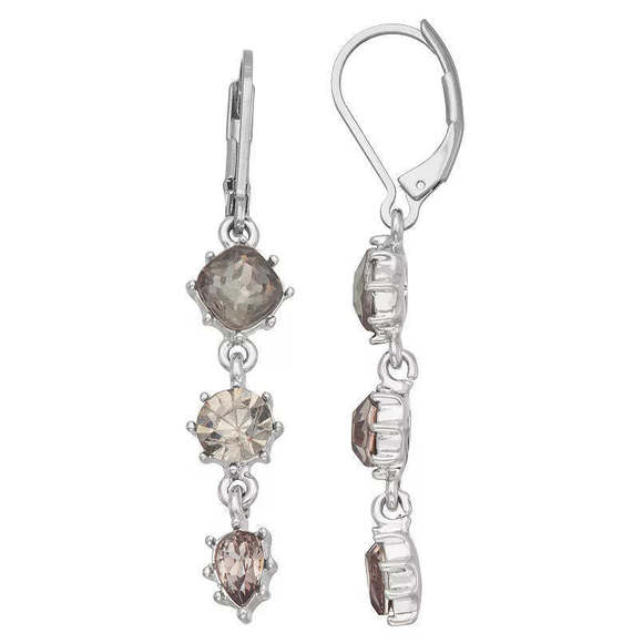 Simply Vera Vera Wang Silver Tone Simulated Gem Linear Drop Earrings - Picture 4 of 5